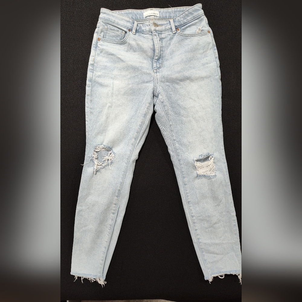 Loft Women's Curvy High Waist Skinny Ankle Light Blue Jeans Size 27/4